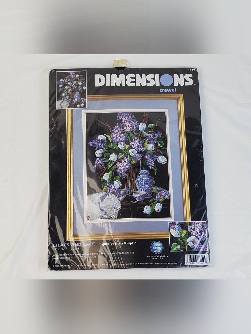 Dimensions VTG Lilacs and Lace by Linda Tompkin Crewel Embroidery Kit #1529 NOS